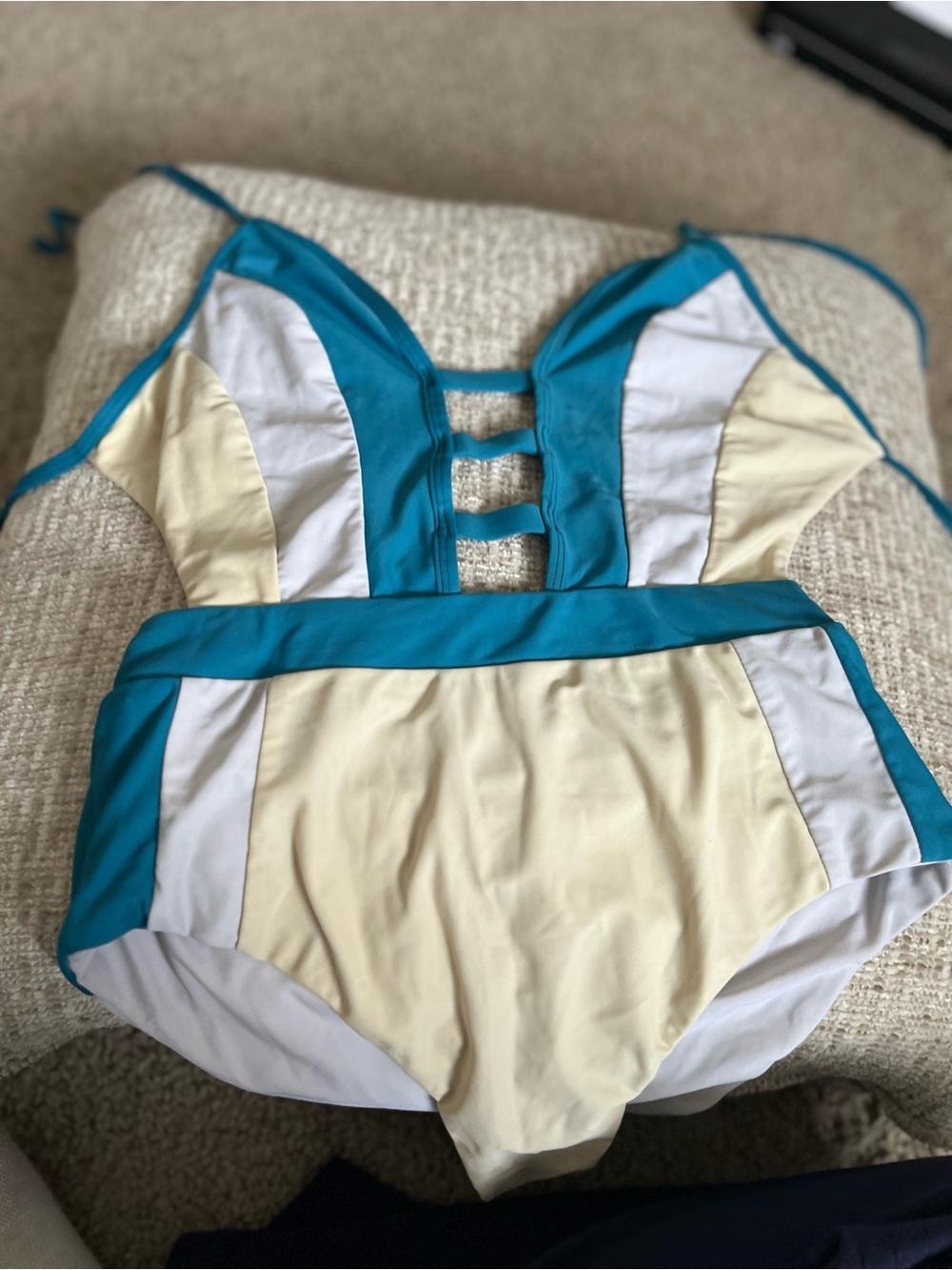 NIGHTWALKER Teal, Cream & White Kids One-Piece Swimsuit